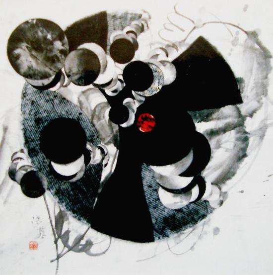 宇宙系列—孕育，当代水墨，纸本， 100×100cm，1986年
