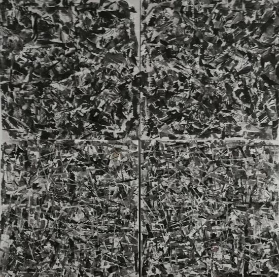消解系列——水墨作品，综合材料，117×117cm×4，2013年